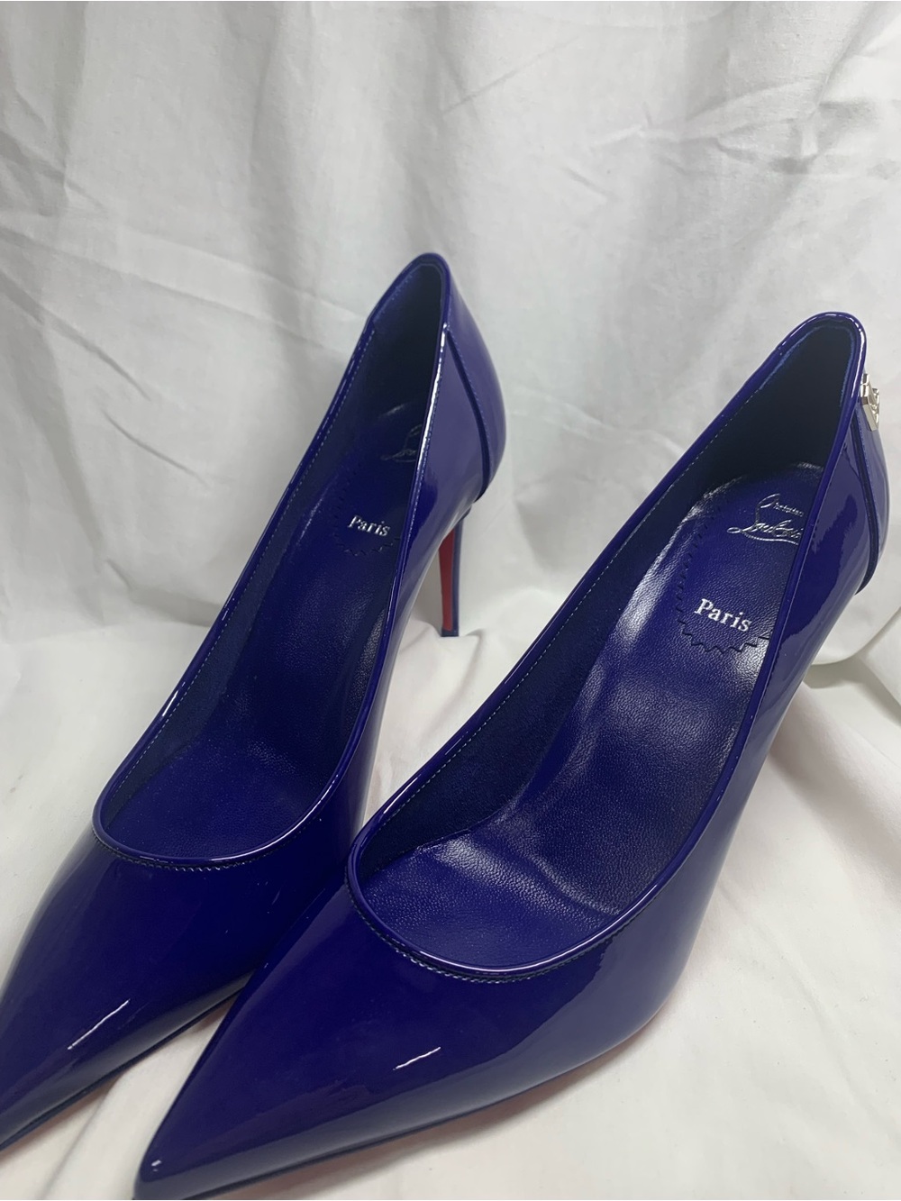 Christian Louboutin Sporty Kate Galactique Blue Patent Leather Pumps 37.5
